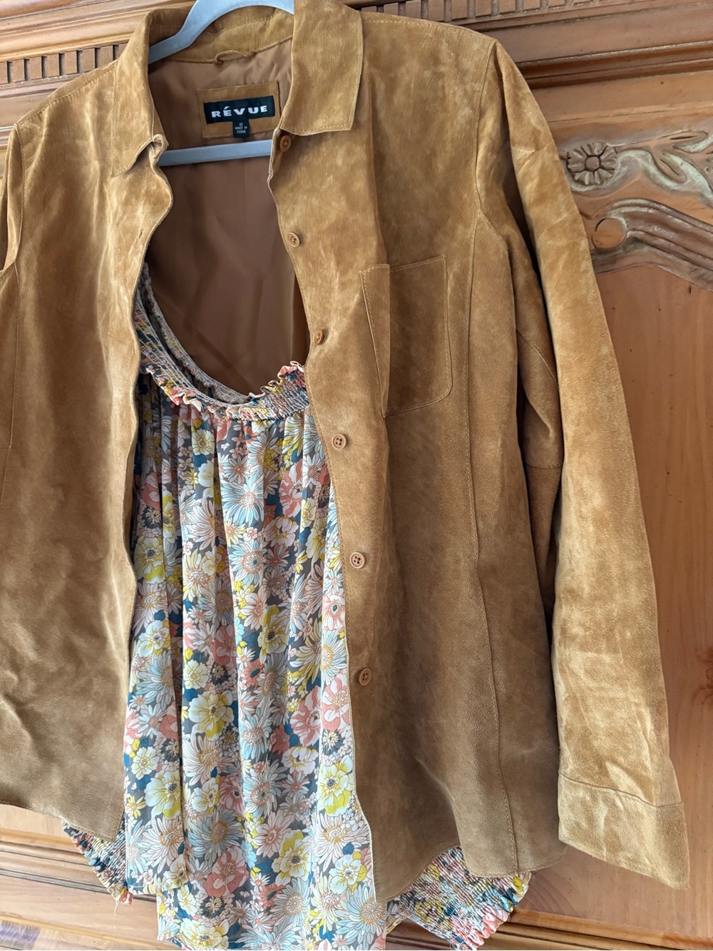 Révue Tan Suede Button-Front Jacket